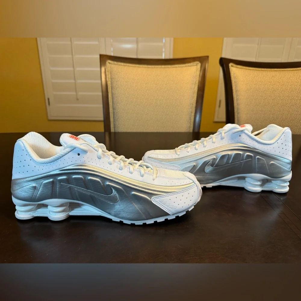 New Nike Shox R4 White Silver Sneaker Shoes Size US 12